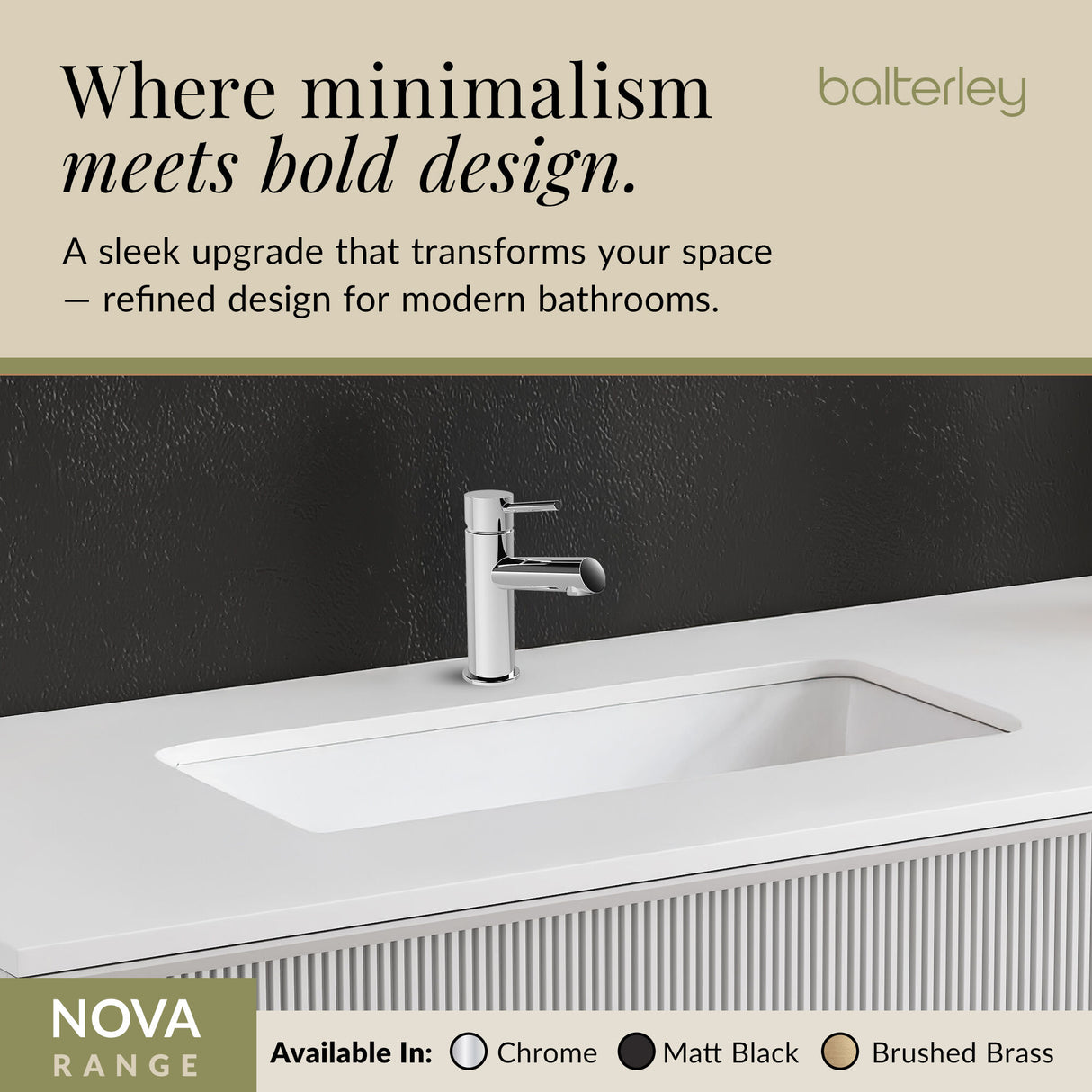 Minimalist Round Mono Basin Mixer Tap & Push Button Waste - Choice of Finish