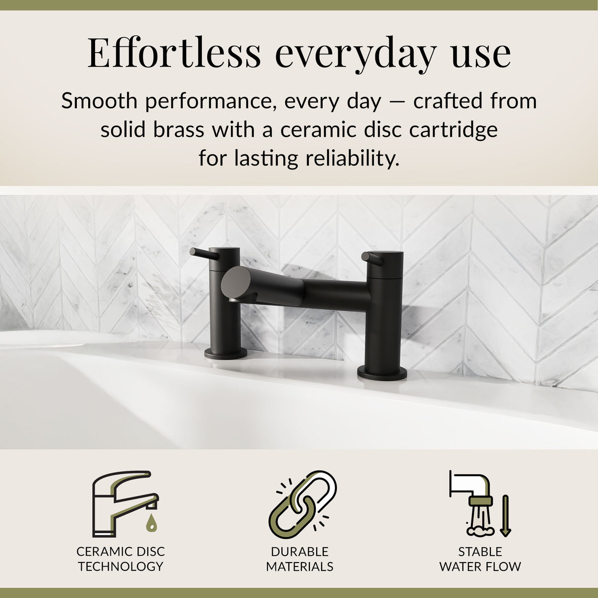 Minimalist Round Deck Mounted Bath Filler Tap - Choice of Finish