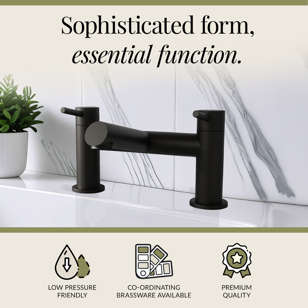 Minimalist Round Deck Mounted Bath Filler Tap - Choice of Finish