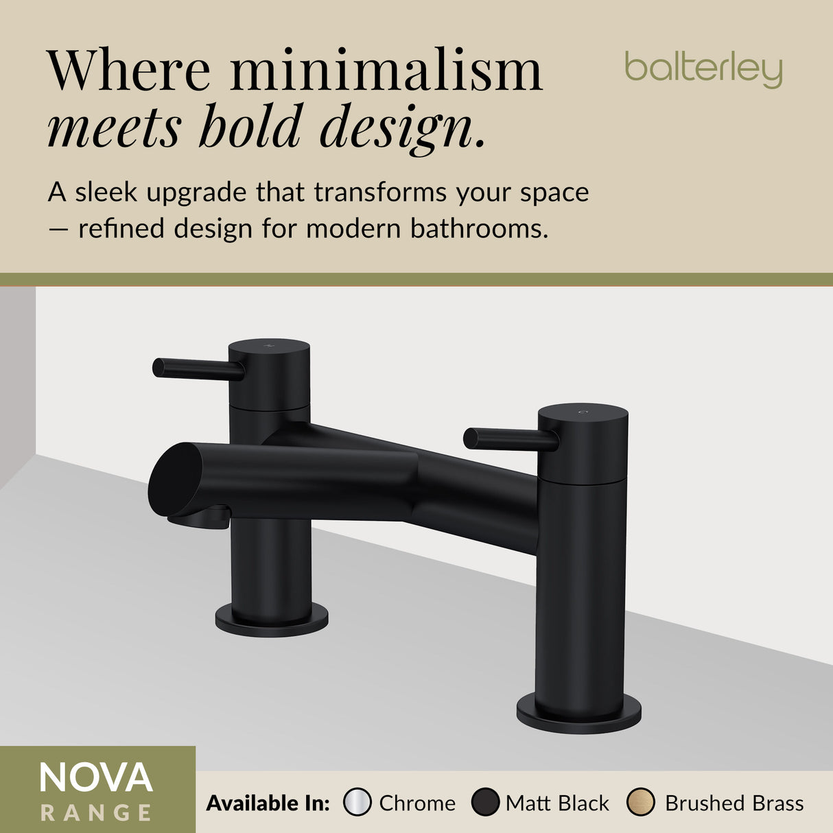 Minimalist Round Deck Mounted Bath Filler Tap - Choice of Finish