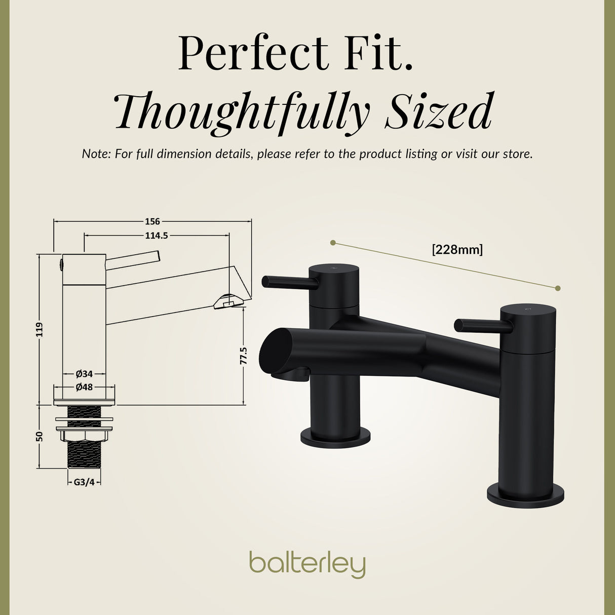 Minimalist Round Deck Mounted Bath Filler Tap - Choice of Finish