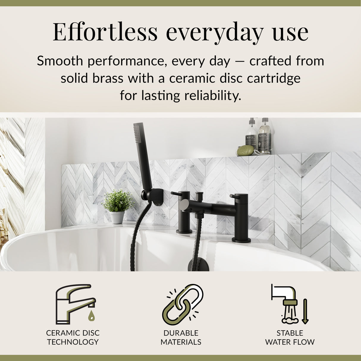 Round Minimalist Bath Shower Mixer Tap with Shower Kit - Choice of Finish