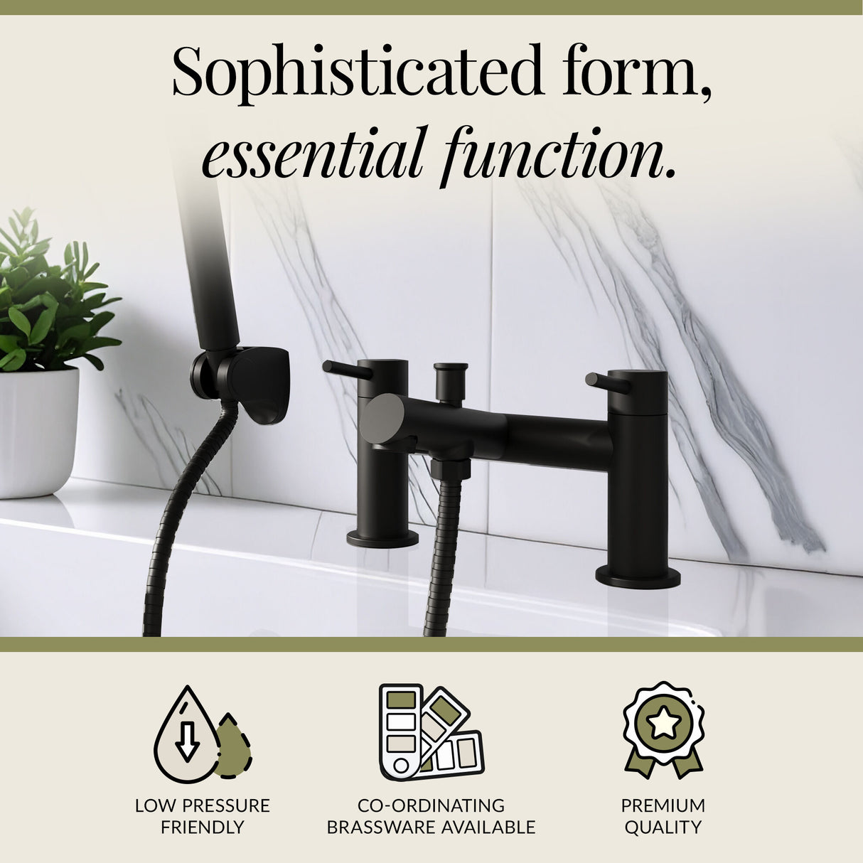 Round Minimalist Bath Shower Mixer Tap with Shower Kit - Choice of Finish