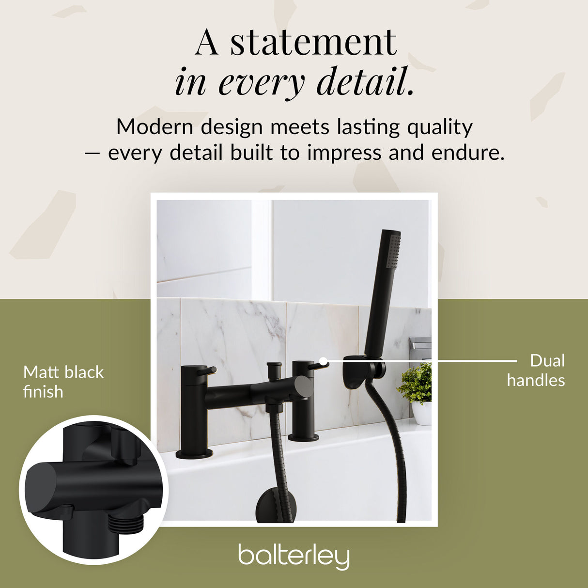 Round Minimalist Bath Shower Mixer Tap with Shower Kit - Choice of Finish