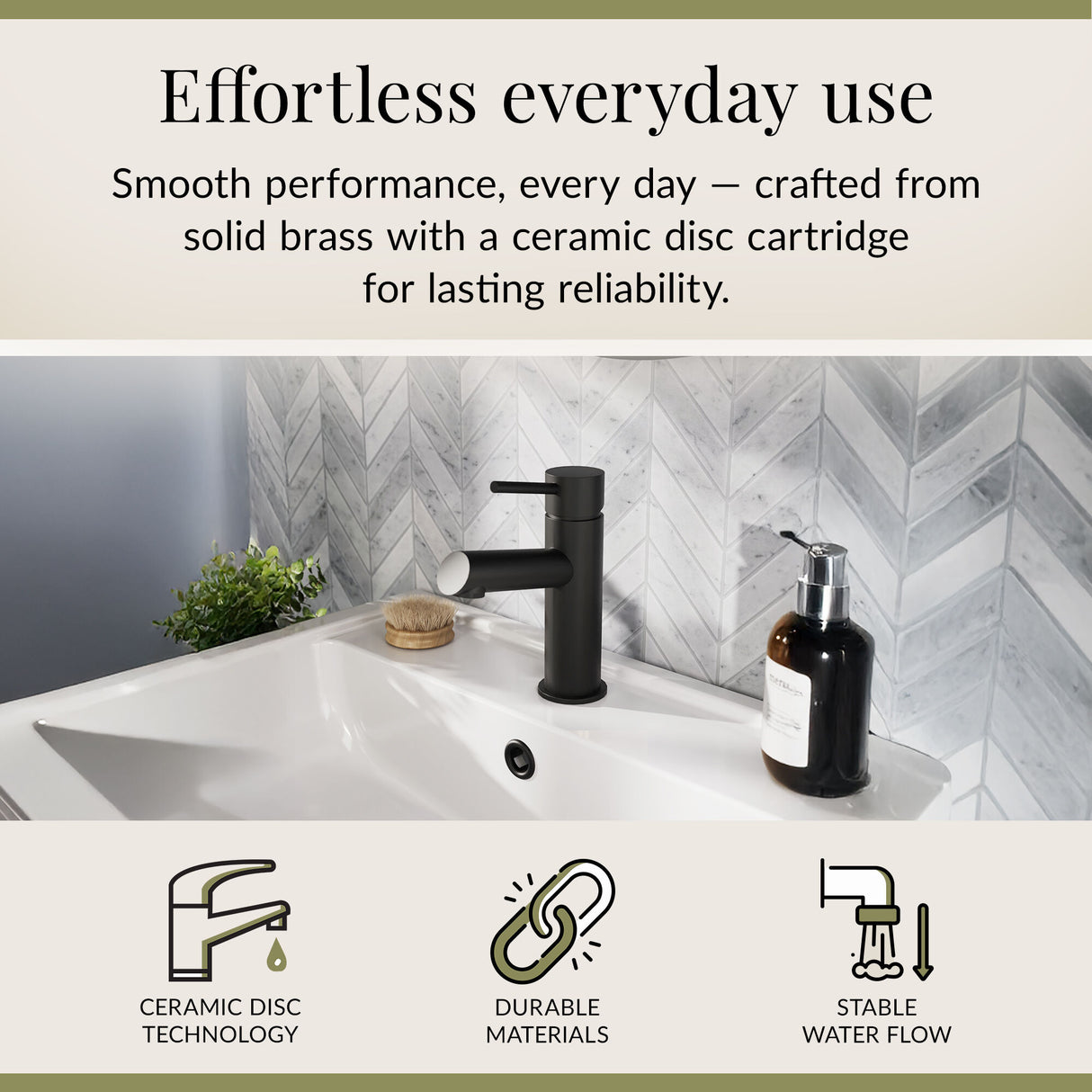 Minimalist Round Mono Basin Mixer Tap & Push Button Waste - Choice of Finish