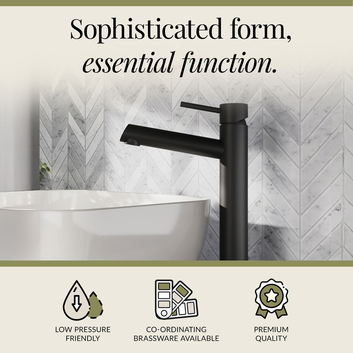 Minimalist Round Tall Mono Basin Mixer Tap - Choice of Finish