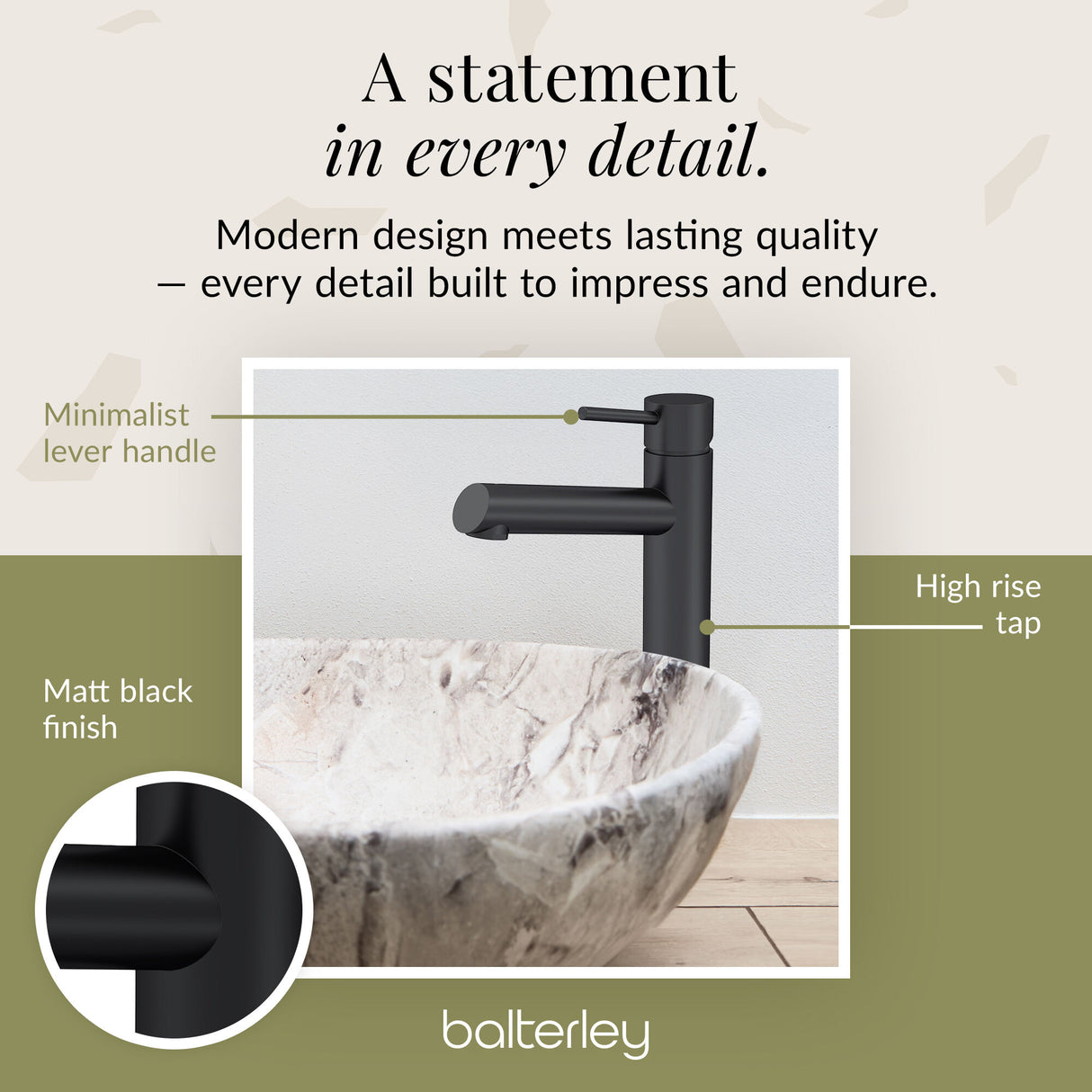 Minimalist Round Tall Mono Basin Mixer Tap - Choice of Finish
