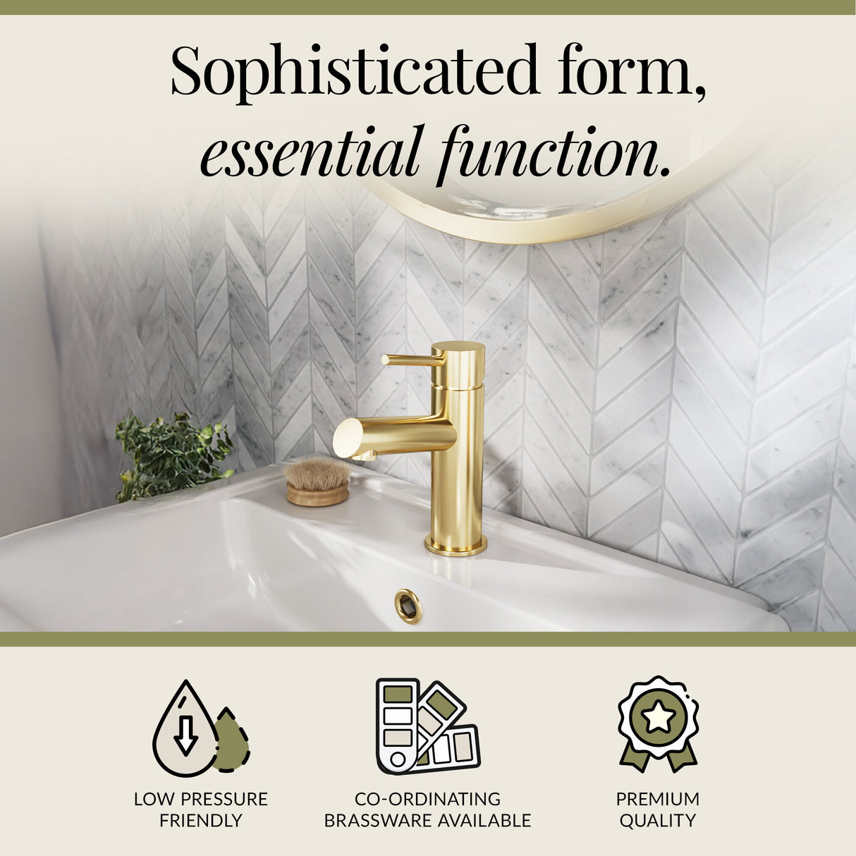 Minimalist Round Mono Basin Mixer Tap & Push Button Waste - Choice of Finish