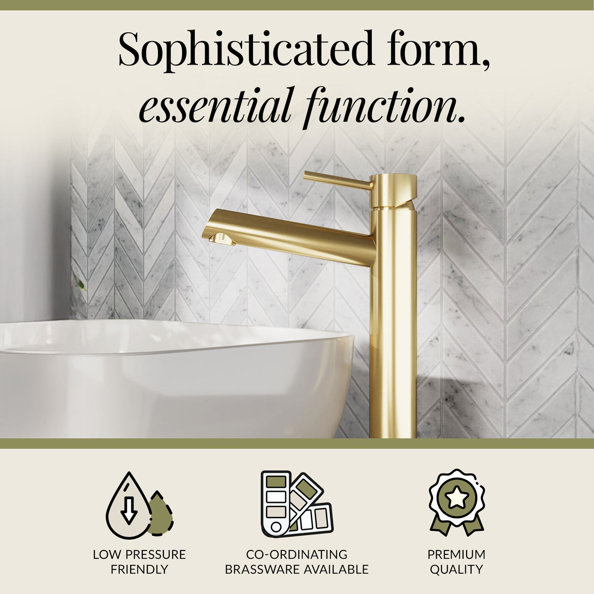 Minimalist Round Tall Mono Basin Mixer Tap - Choice of Finish