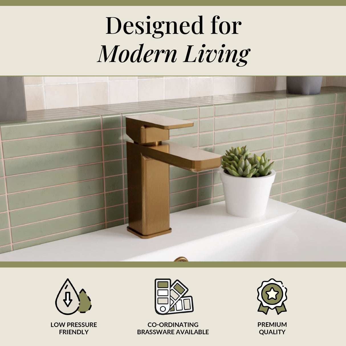 Square Mono Basin Mixer Tap with Push Button Waste – Choice of Finish