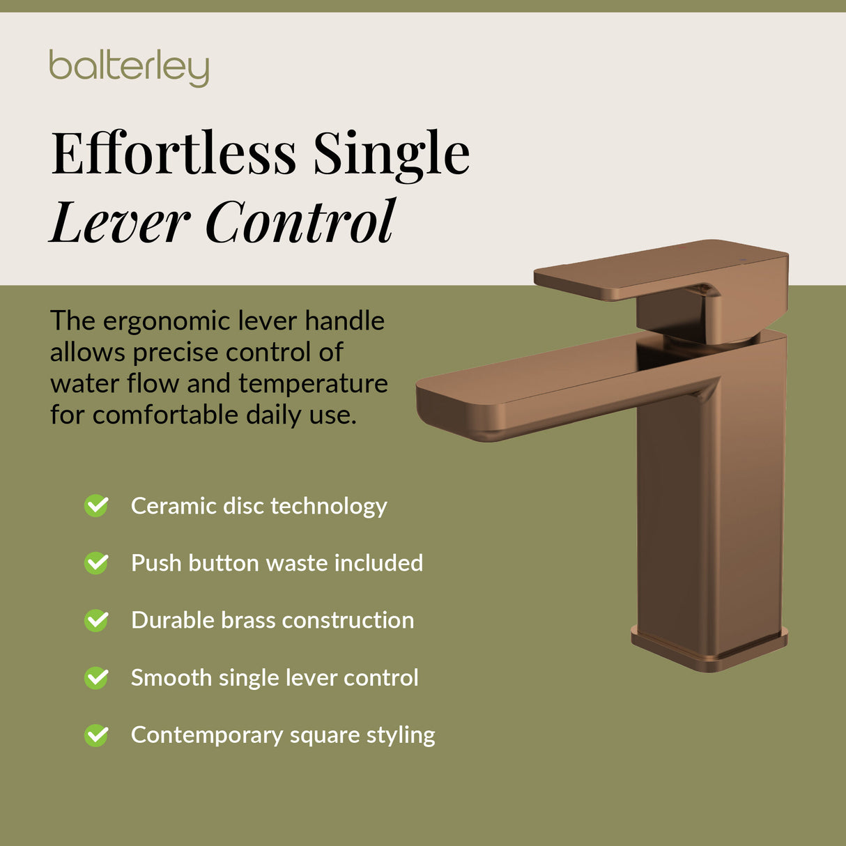 Square Mono Basin Mixer Tap with Push Button Waste – Choice of Finish