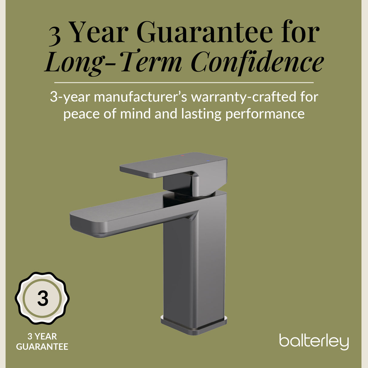 Square Mono Basin Mixer Tap with Push Button Waste – Choice of Finish