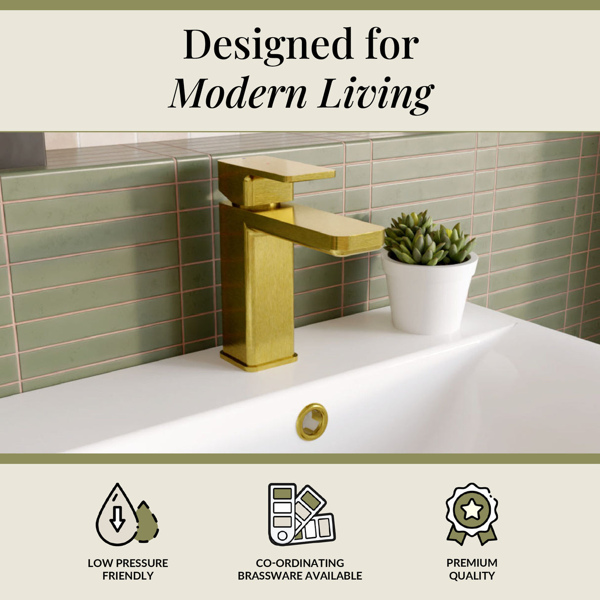 Square Mono Basin Mixer Tap with Push Button Waste – Choice of Finish