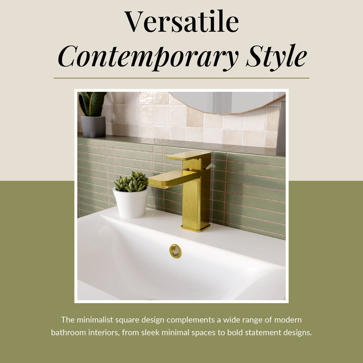 Square Mono Basin Mixer Tap with Push Button Waste – Choice of Finish