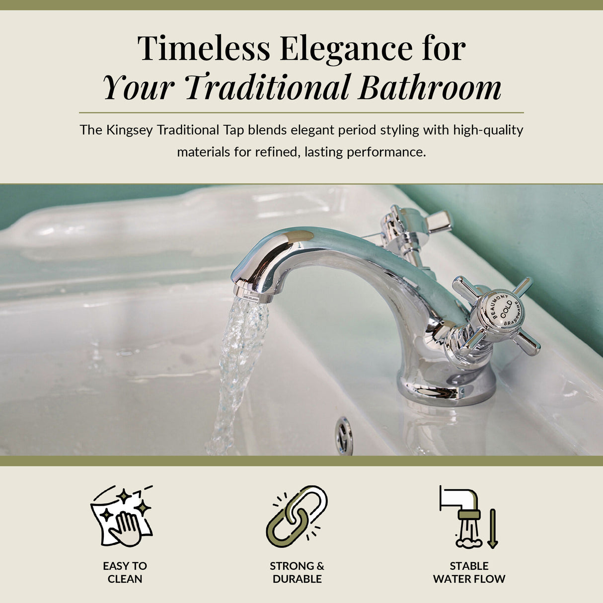 Balterley Hanchurch Traditional Mono Basin Mixer Tap - Chrome or Brushed Brass