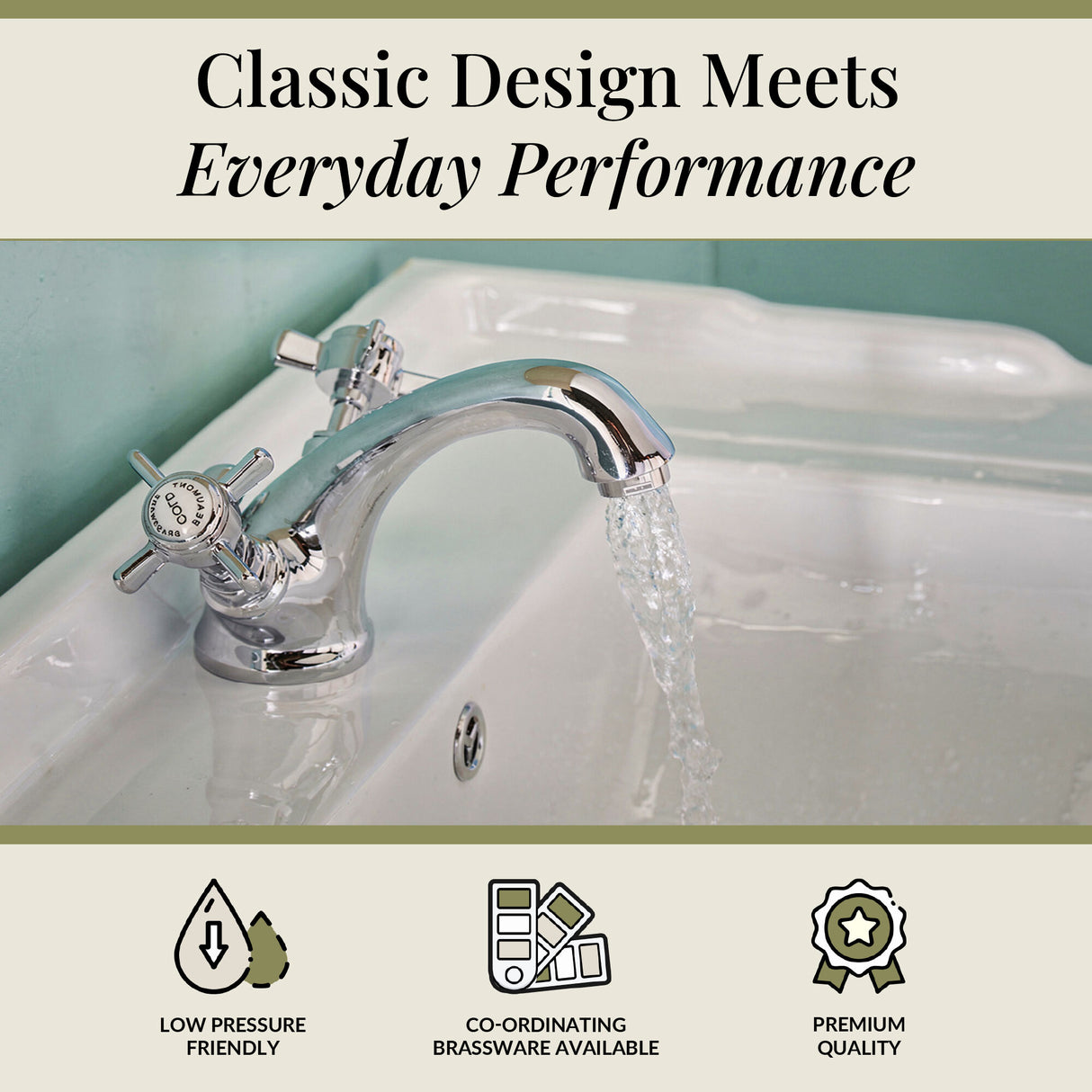 Balterley Hanchurch Traditional Mono Basin Mixer Tap - Chrome or Brushed Brass