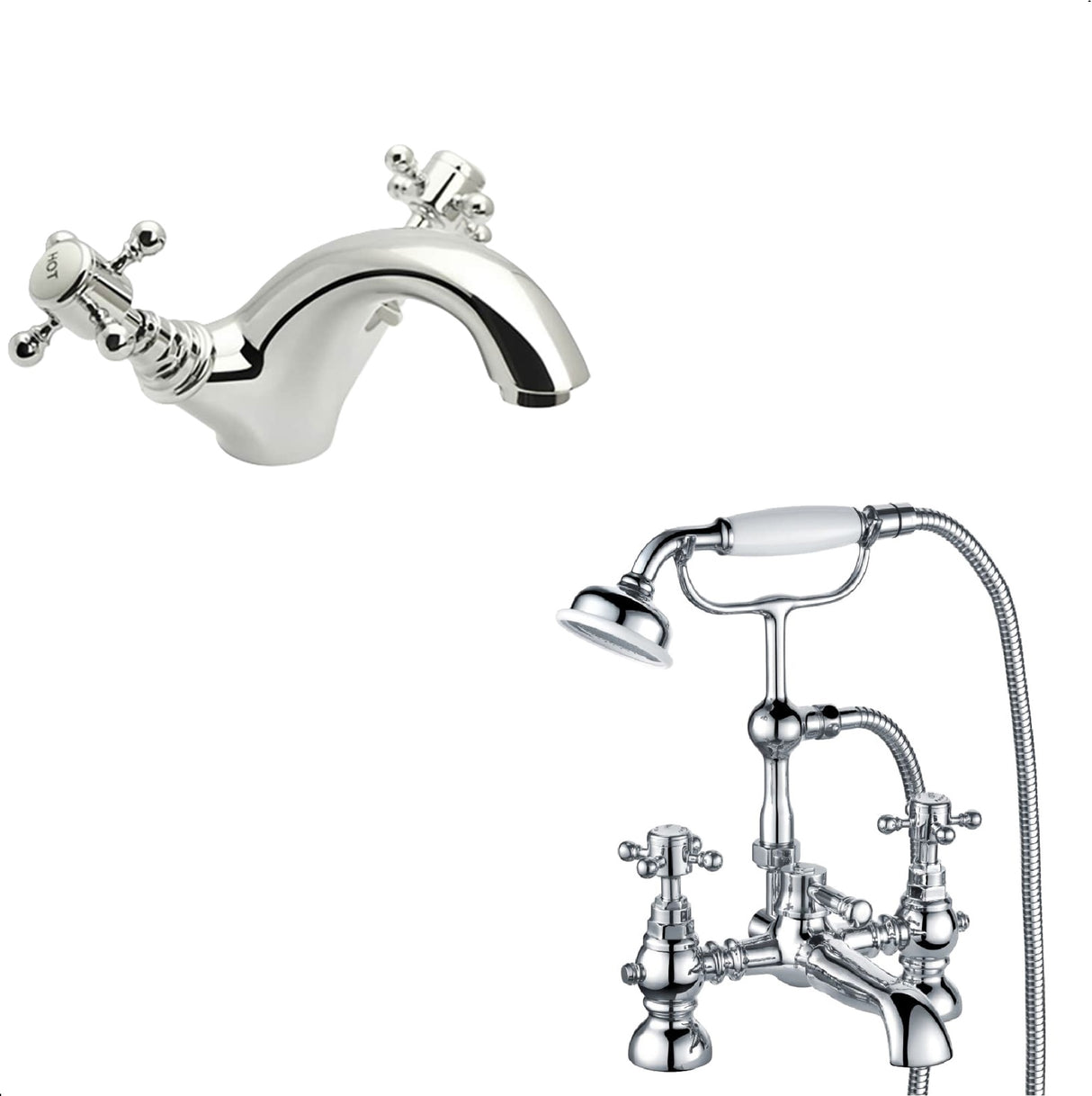 Traditional Crosshead Bathroom Sink and Bath Taps - Choice of Style