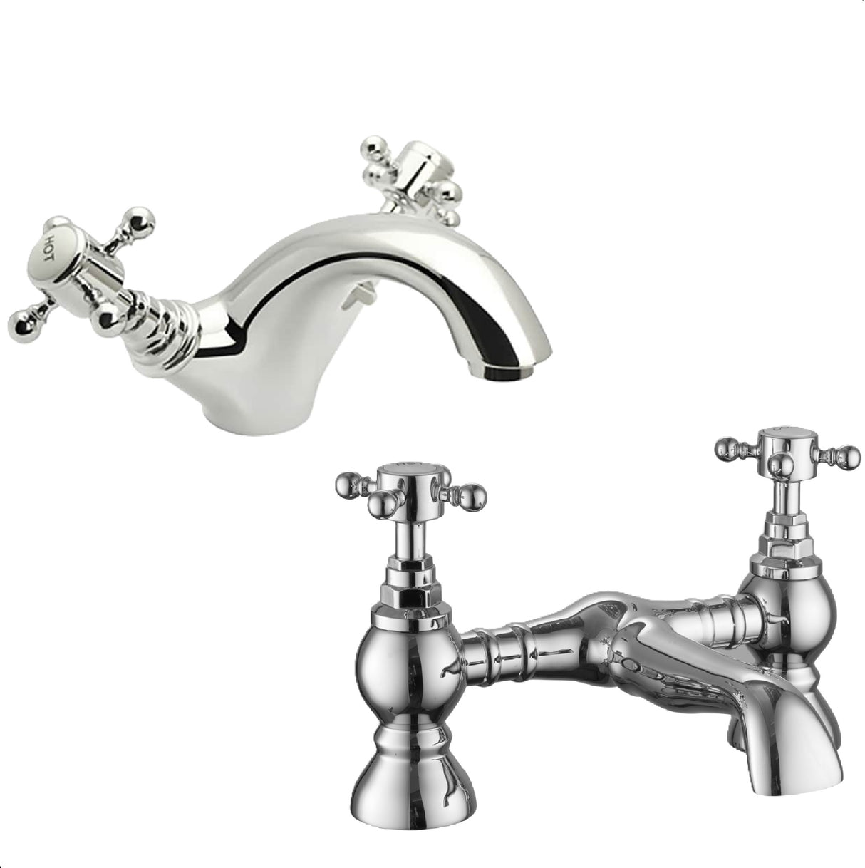 Traditional Crosshead Bathroom Sink and Bath Taps - Choice of Style