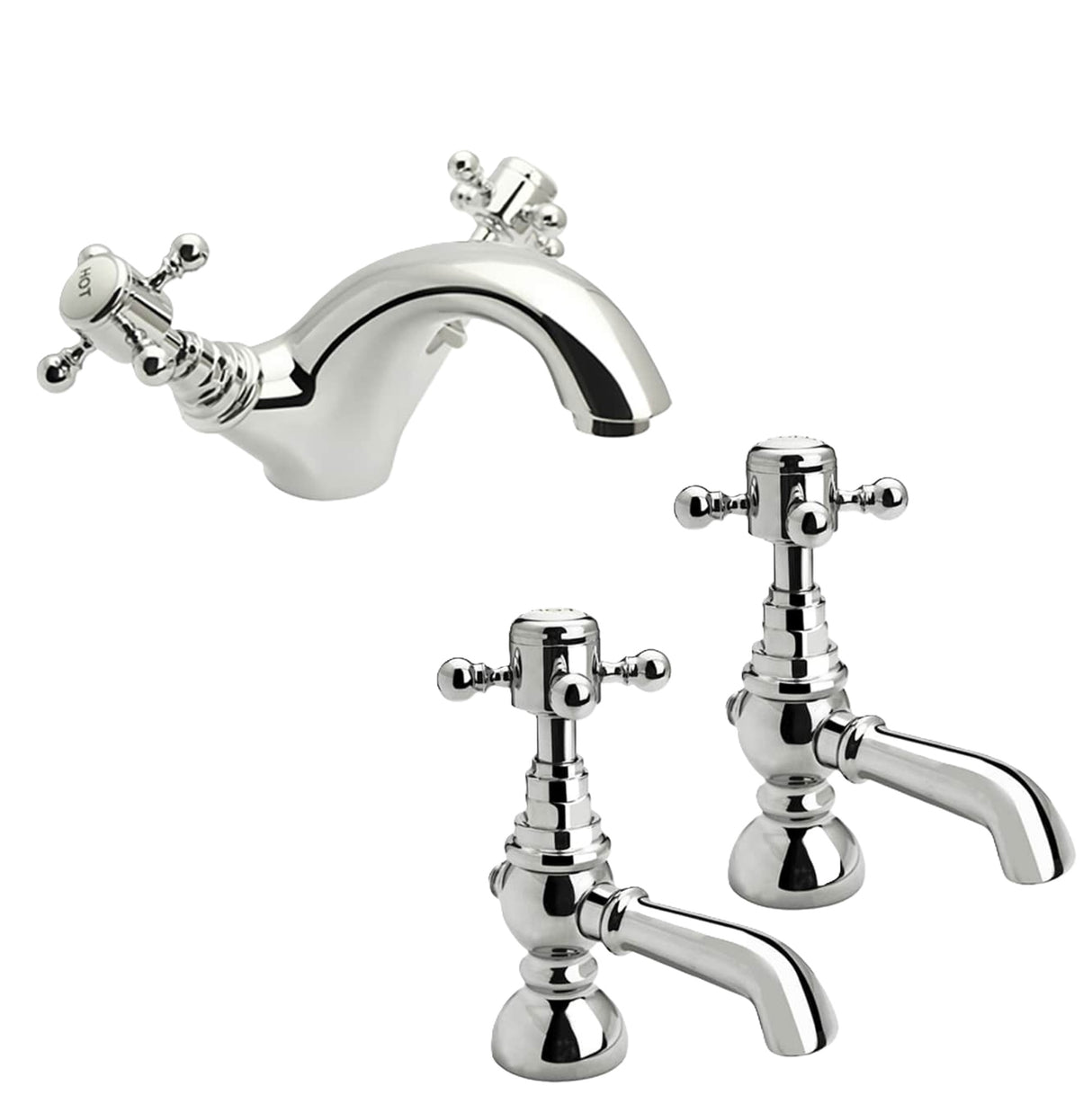 Traditional Crosshead Bathroom Sink and Bath Taps - Choice of Style