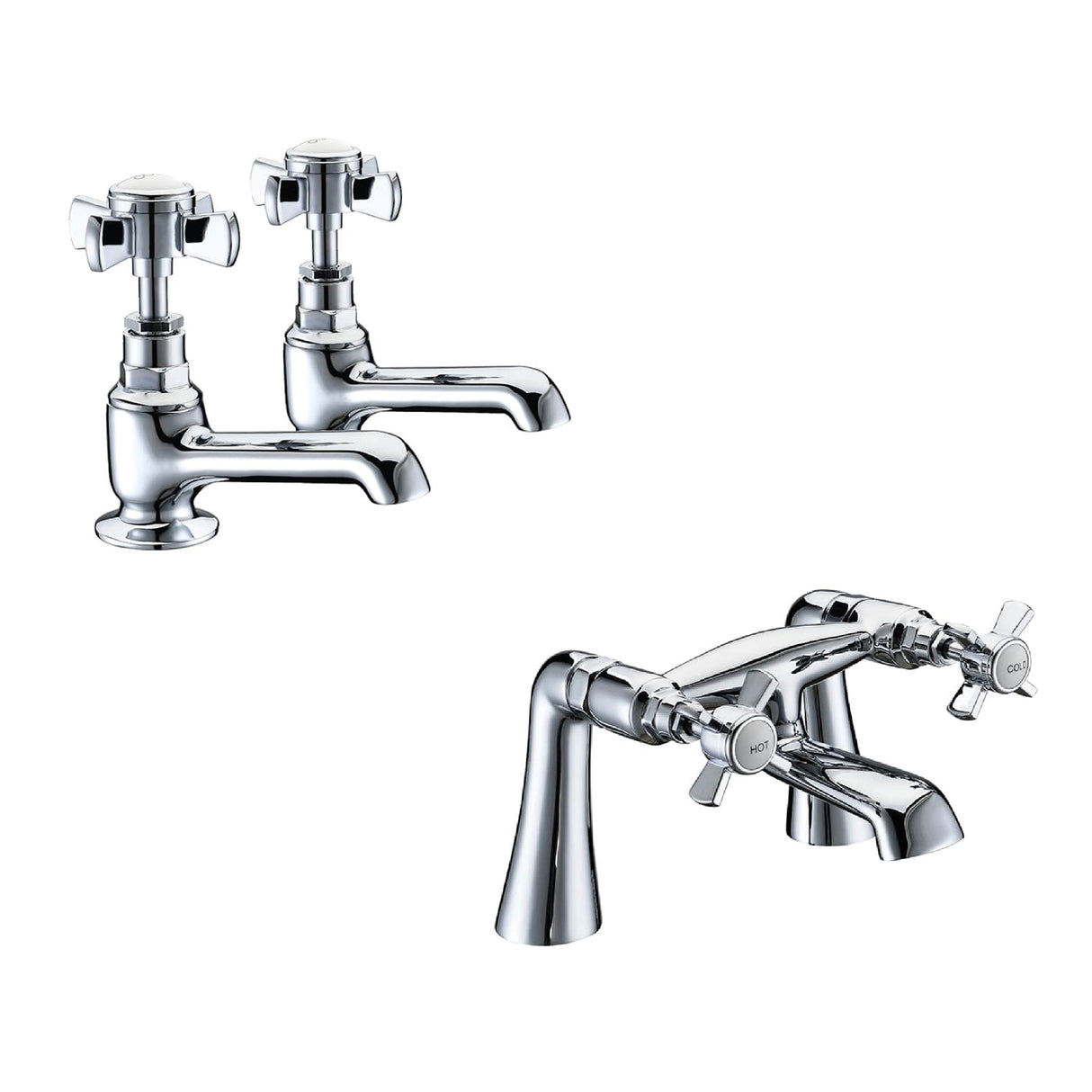 Traditional Crosshead Basin and Bath Taps - Choice of Style