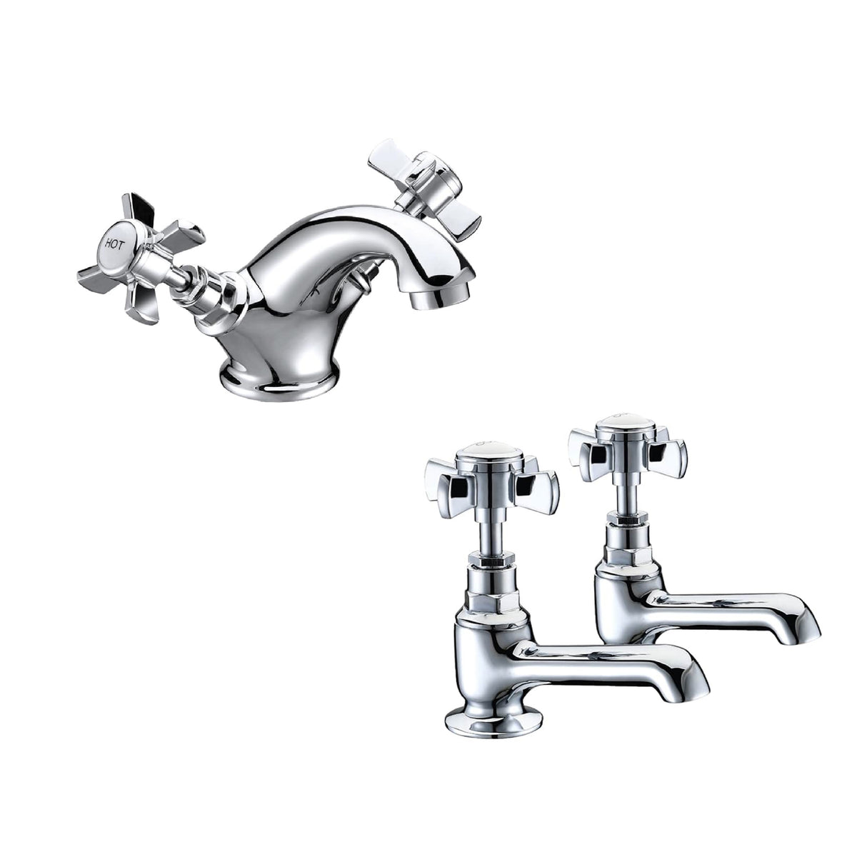 Traditional Crosshead Basin and Bath Taps - Choice of Style