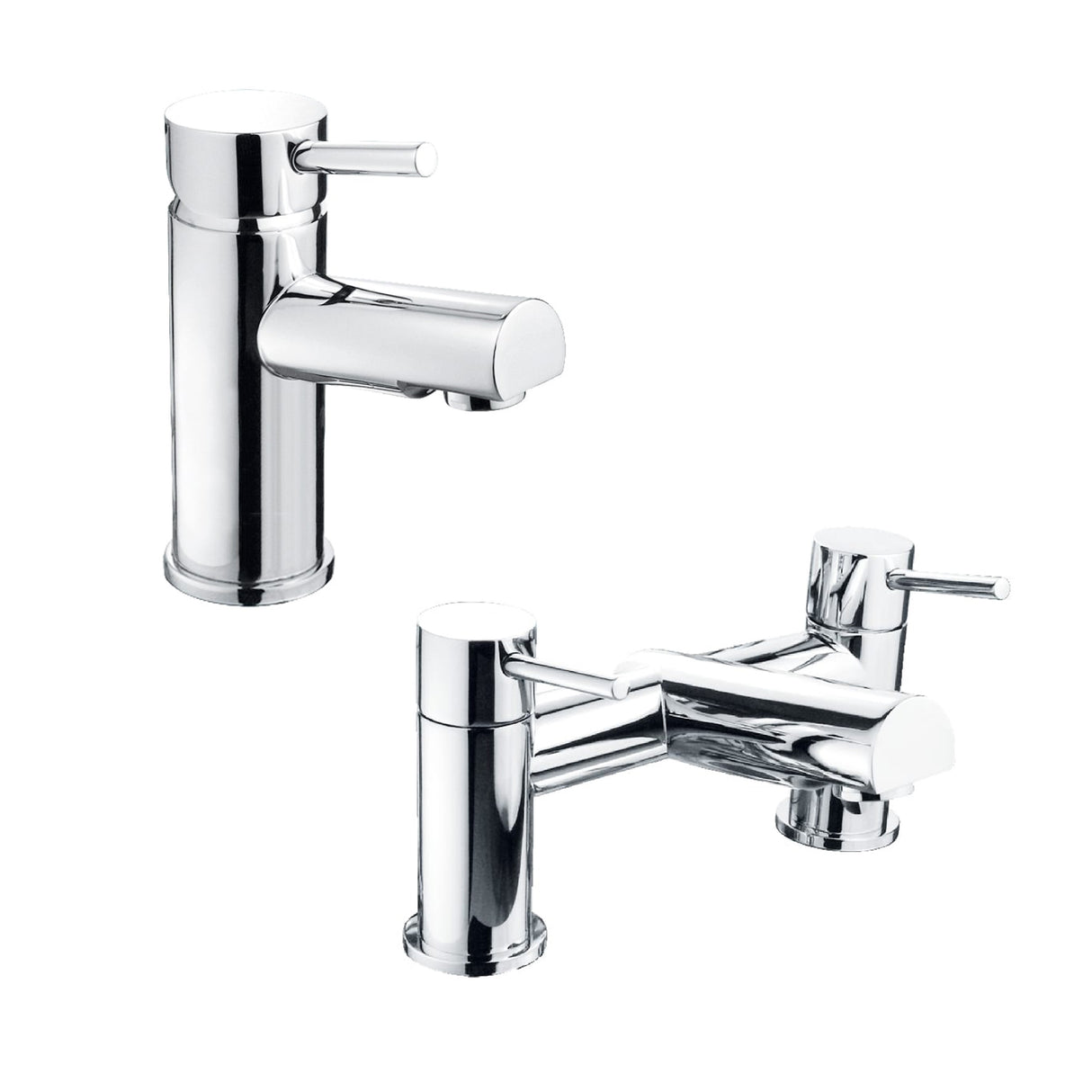 Round Mono Basin Mixer Tap with Choice of Bath Filler or Bath Shower Mixer Tap