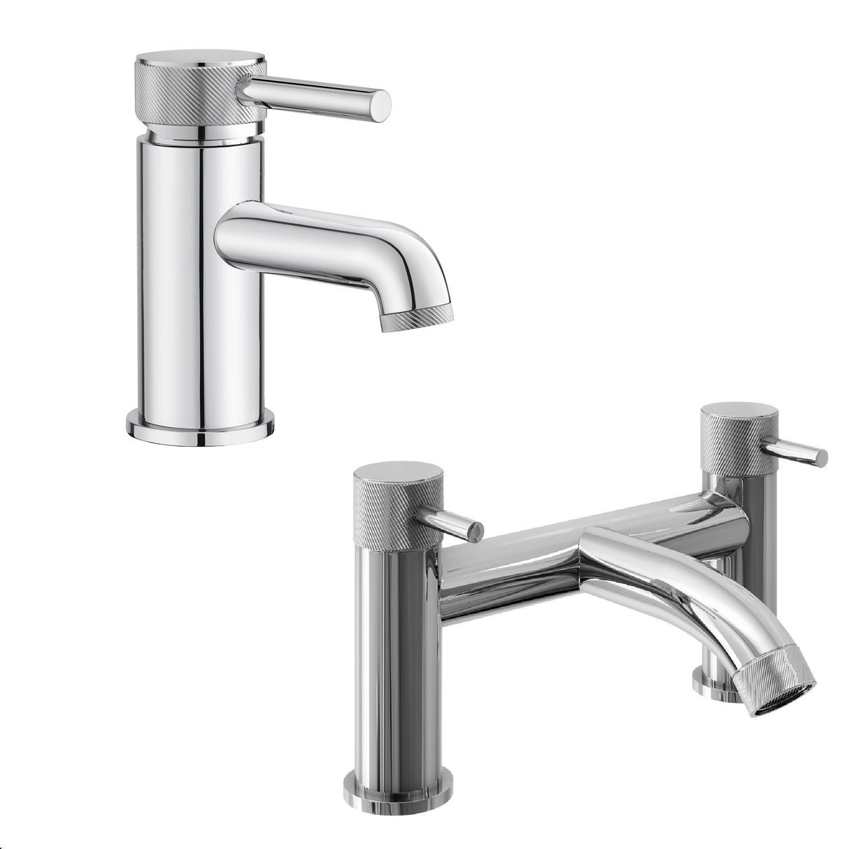 Contemporary Mono Basin Mixer Tap and Choice of Bath Filler or Bath Shower Mixer - Choice of Finish