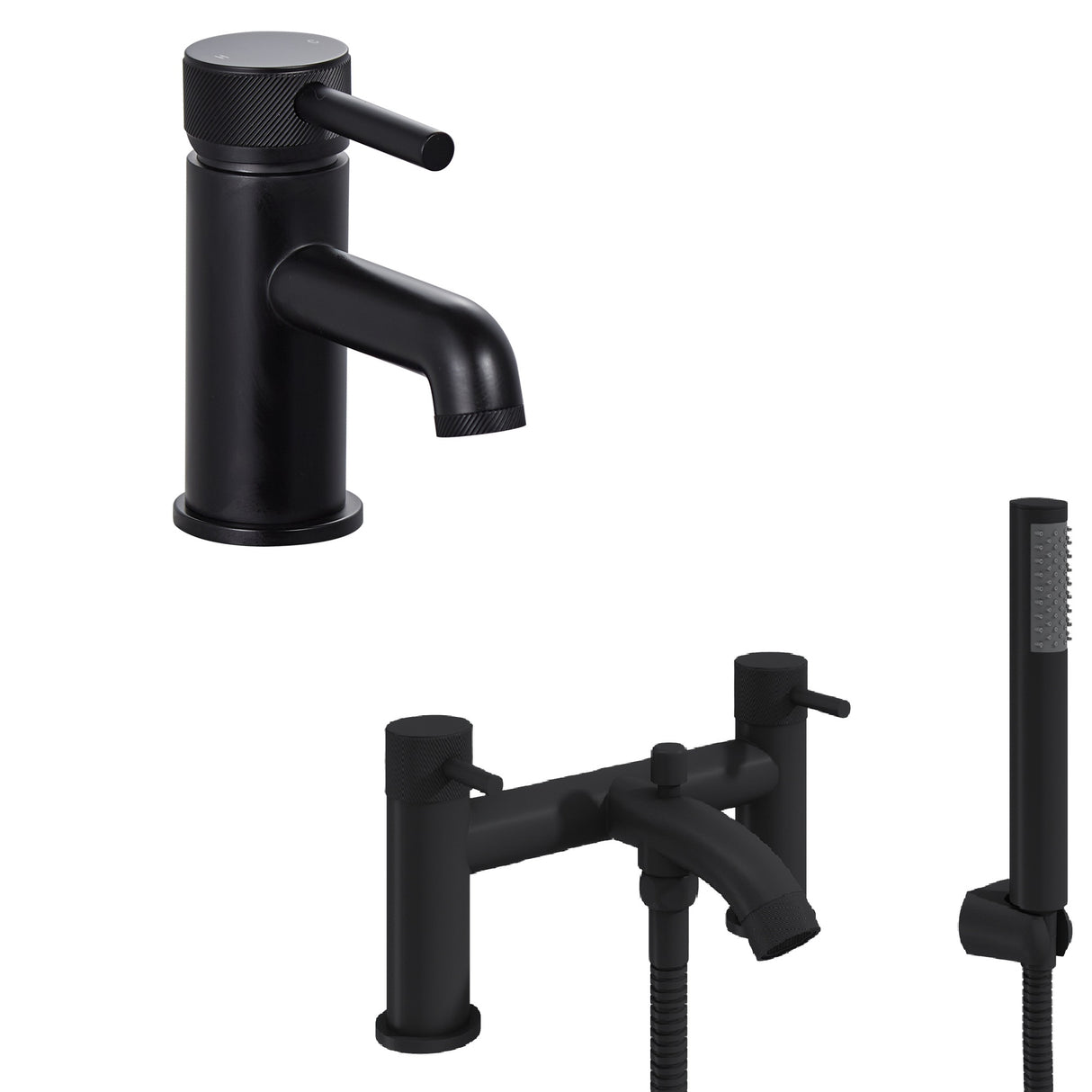 Contemporary Mono Basin Mixer Tap and Choice of Bath Filler or Bath Shower Mixer - Choice of Finish