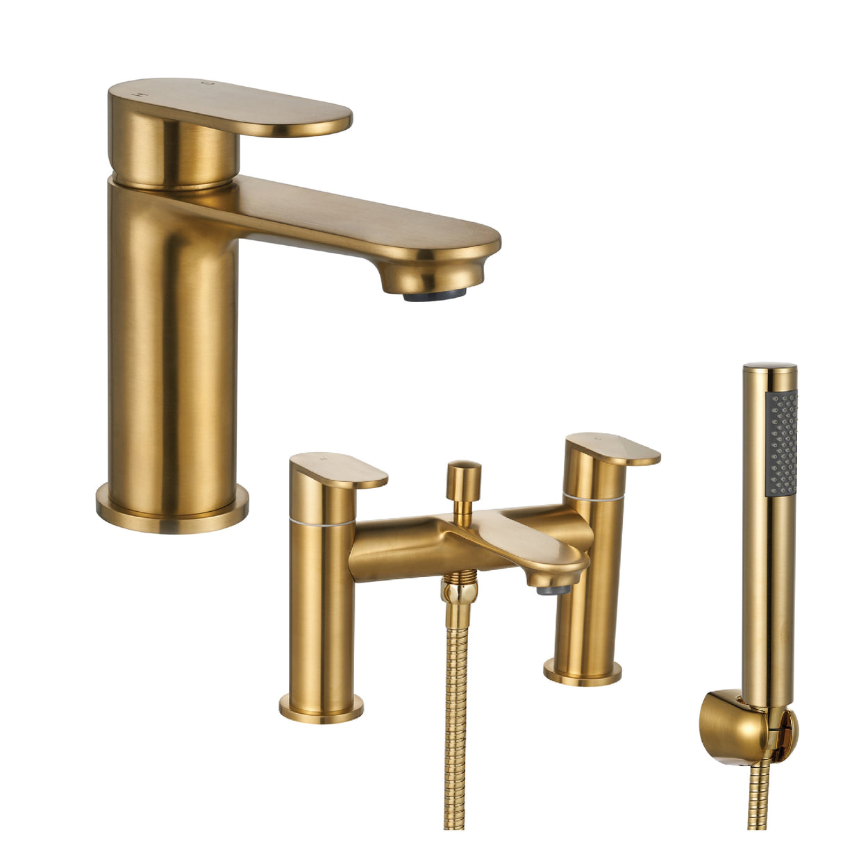 Round Mono Basin Mixer Tap and Choice of Bath Filler or Bath Shower Mixer Tap - Choice of Finish