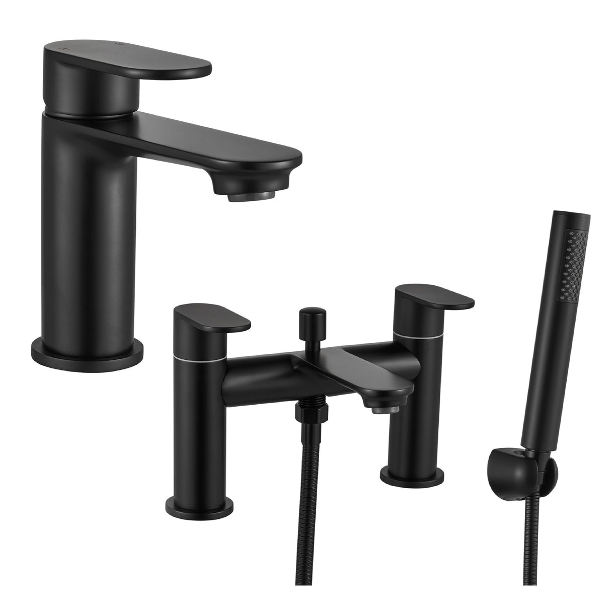 Round Mono Basin Mixer Tap and Choice of Bath Filler or Bath Shower Mixer Tap - Choice of Finish