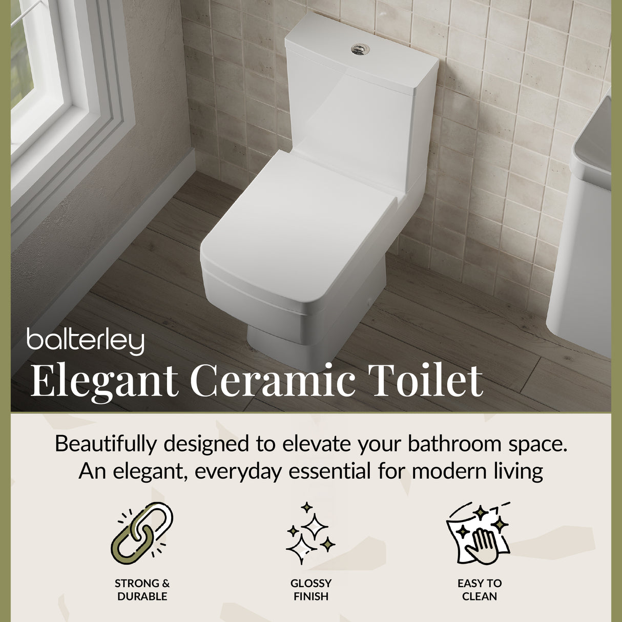 Modern White Semi Flush-to-Wall Toilet and Cistern – 610mm