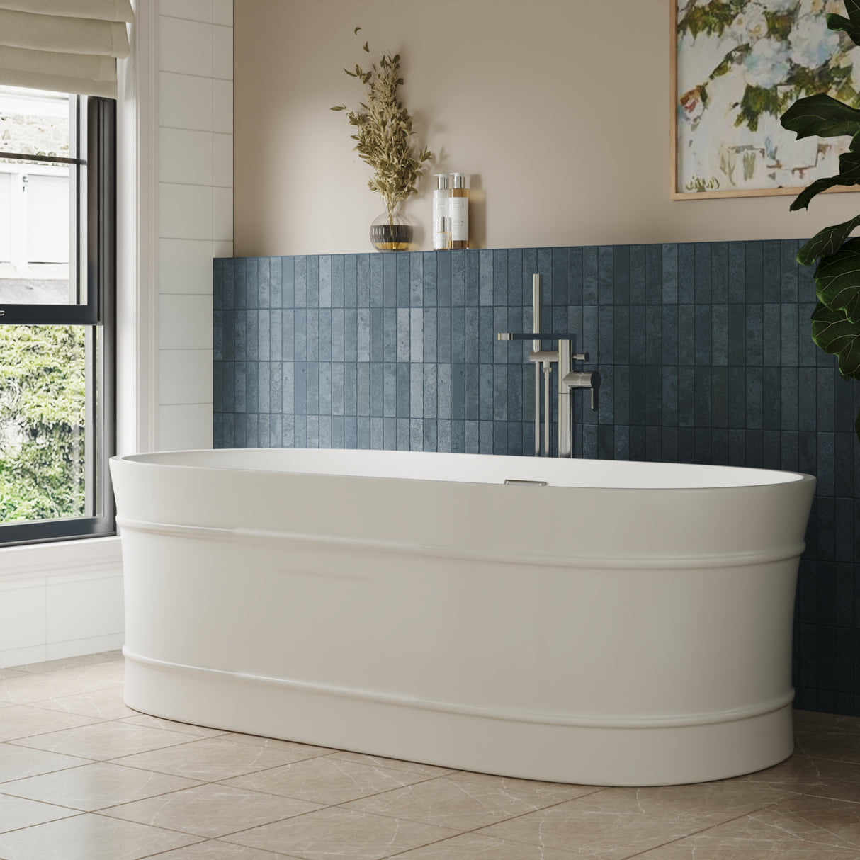 Elegant Oval Freestanding Bath with Layered Rim Design from Balterley - Multiple Sizes Available