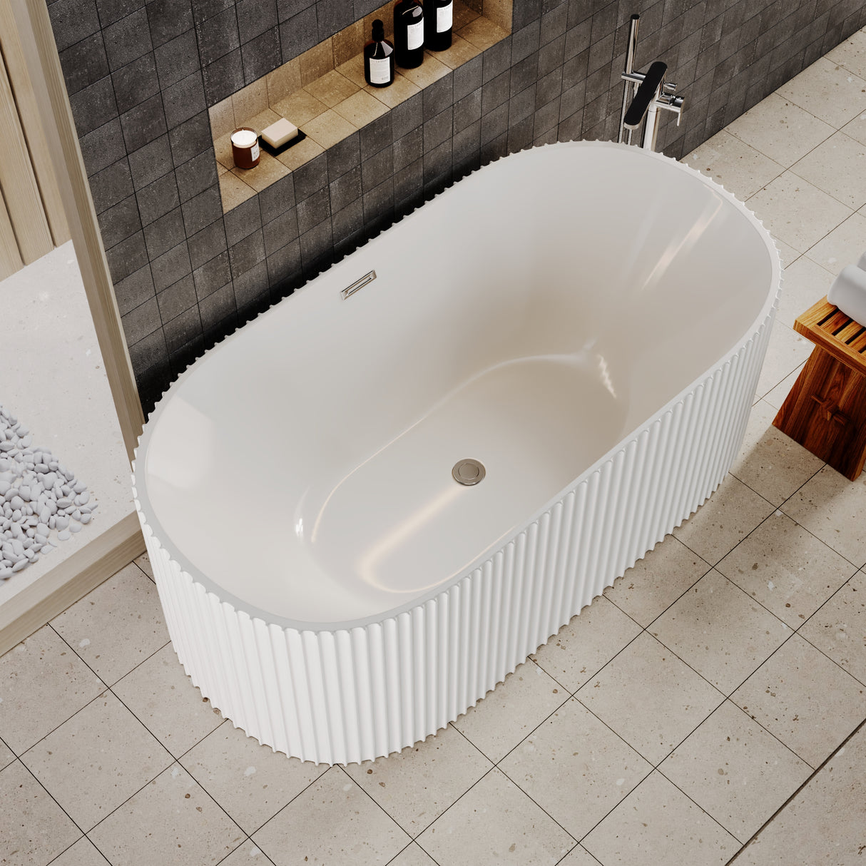 Contemporary Curved Freestanding Bath from Balterley - Modern Ribbed Design in Multiple Sizes