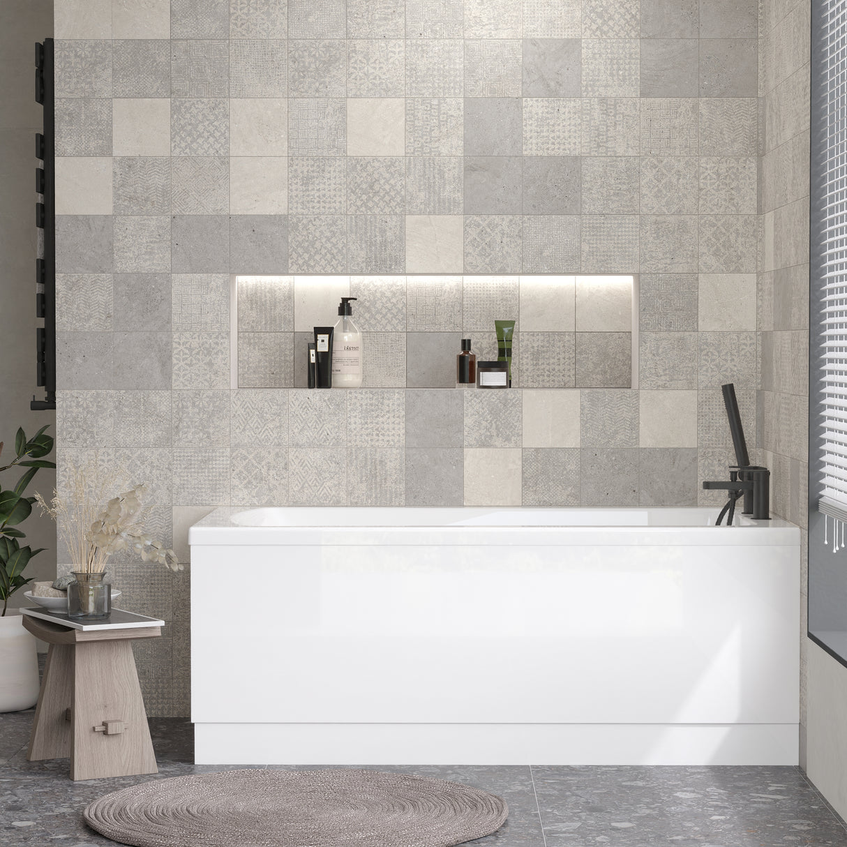 Contemporary Square Single Ended Bath Tub & Leg Set - Multiple Sizes