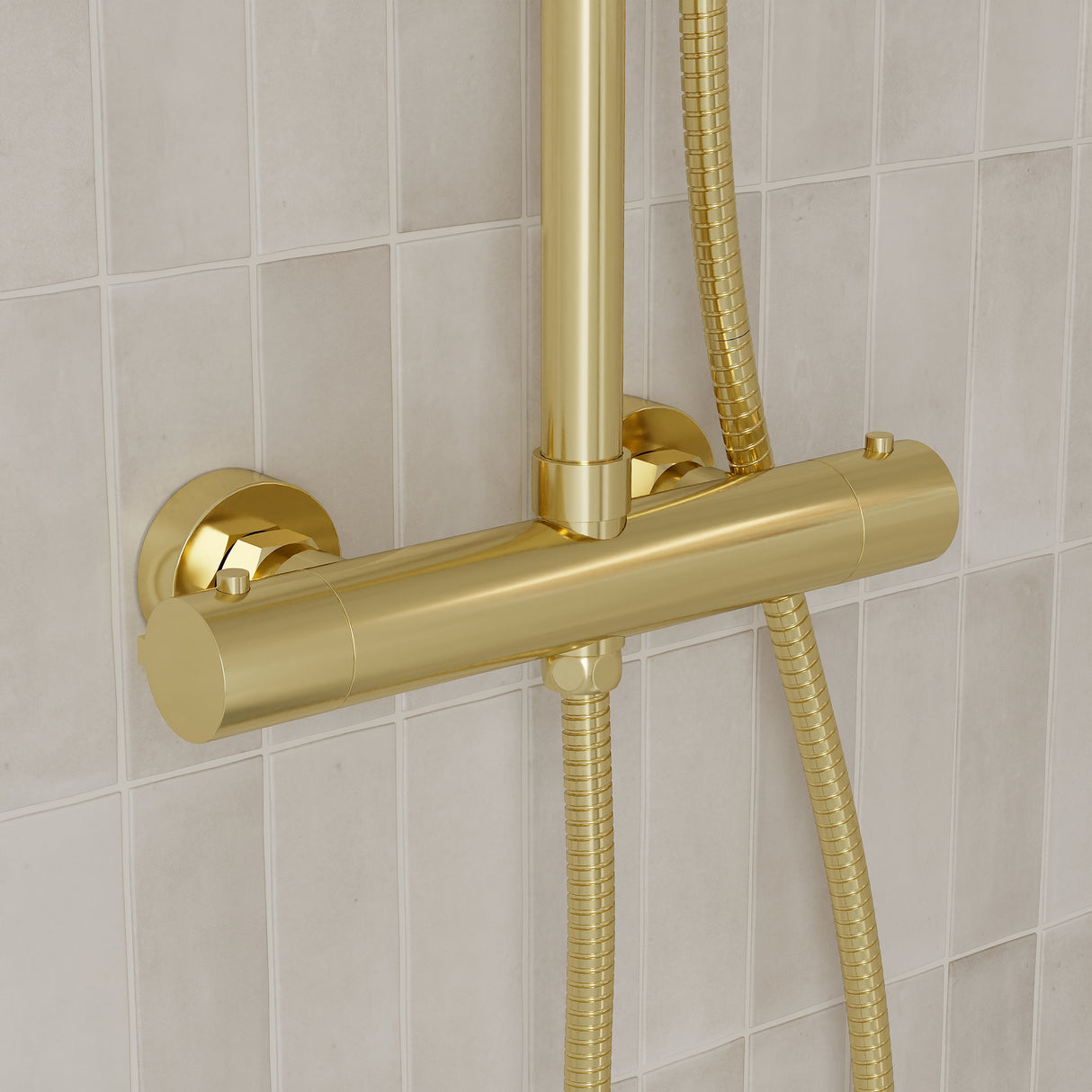 Round Thermostatic Shower Kit with Fixed Head & Adjustable Handset - Multiple Colours Available