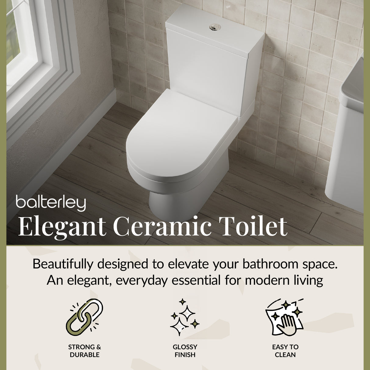 Modern White Semi-Flush to Wall Bathroom Toilet Pan & Cistern – 380mm