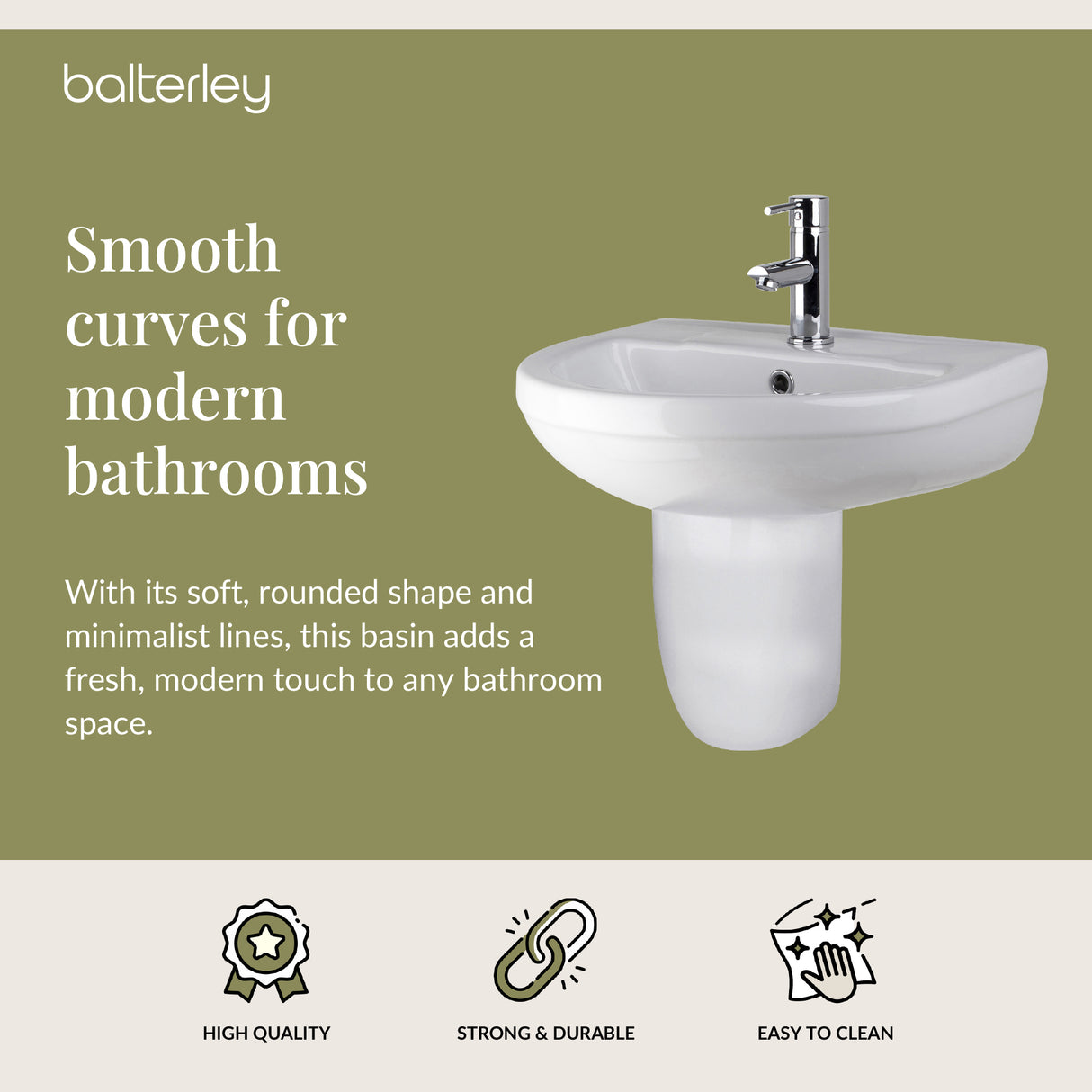 Modern White Round Bathroom Basin with Choice of Pedestal - 500mm