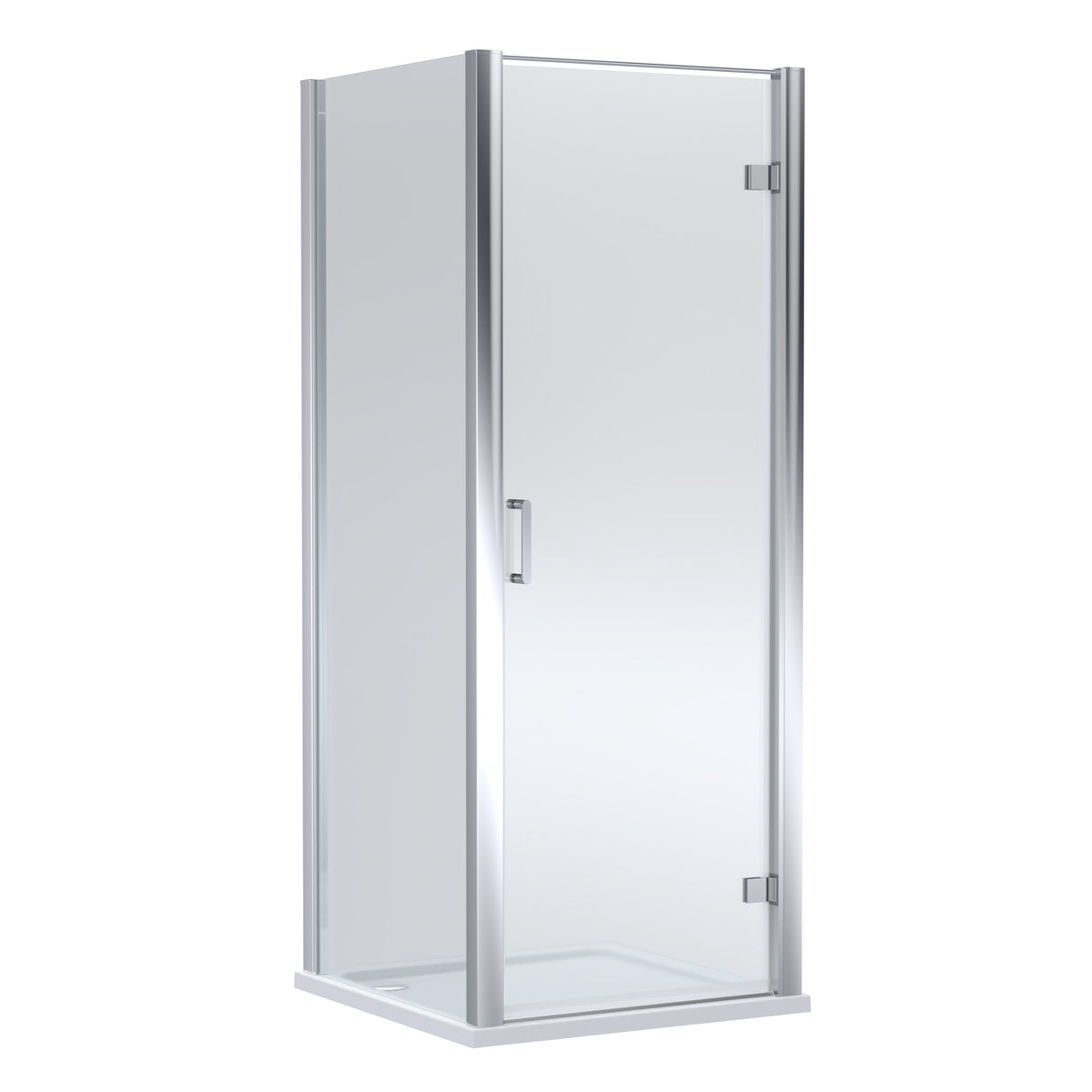 8mm Toughened Safety Glass Hinged Shower Door, Side Panel and Shower Slip Resistant Tray - Choice of Size and Finish