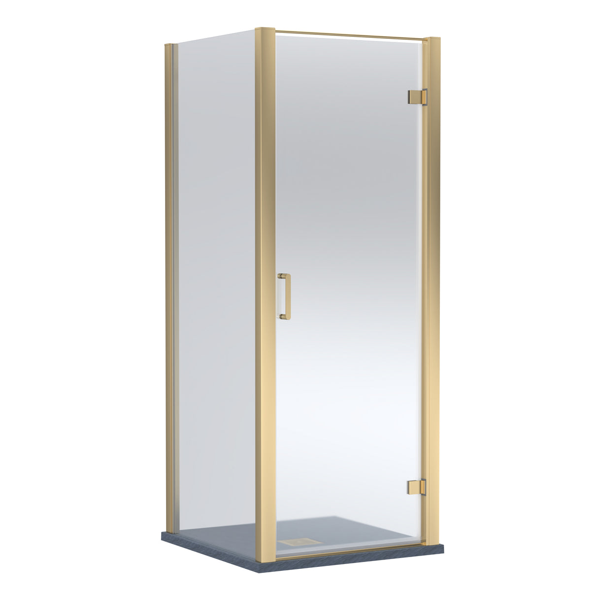 8mm Toughened Safety Glass Hinged Shower Door, Side Panel and Slimline Shower Tray - Choice of Size and Finish