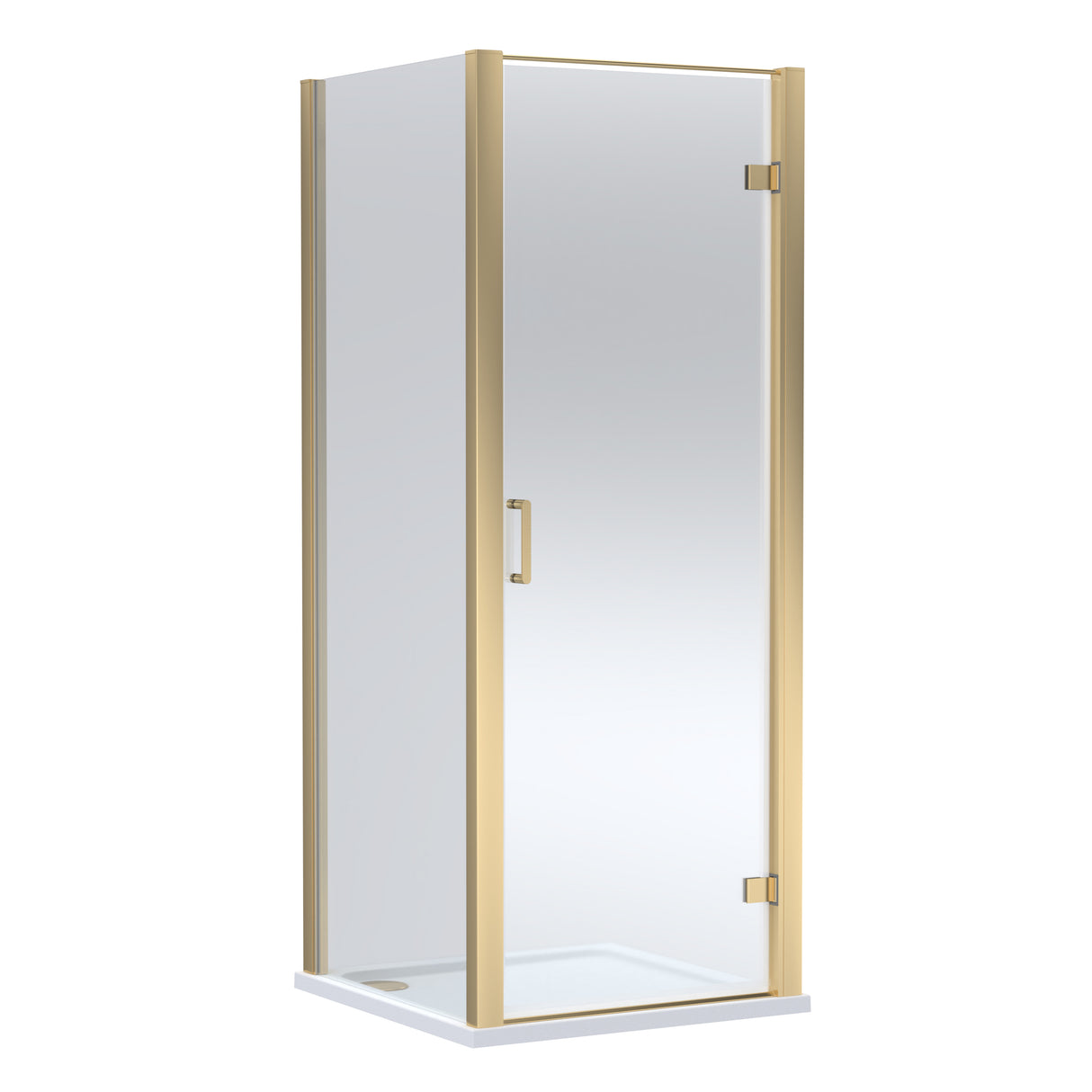 8mm Toughened Safety Glass Hinged Shower Door, Side Panel and Shower Slip Resistant Tray - Choice of Size and Finish