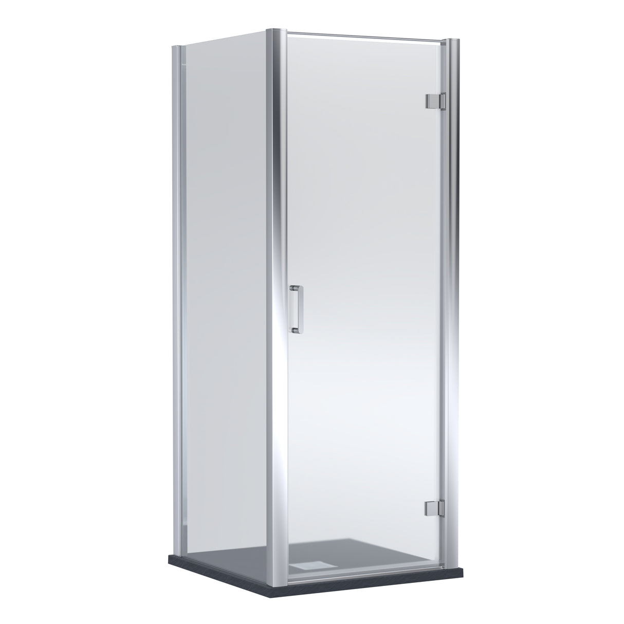 8mm Toughened Safety Glass Hinged Shower Door, Side Panel and Slimline Shower Tray - Choice of Size and Finish