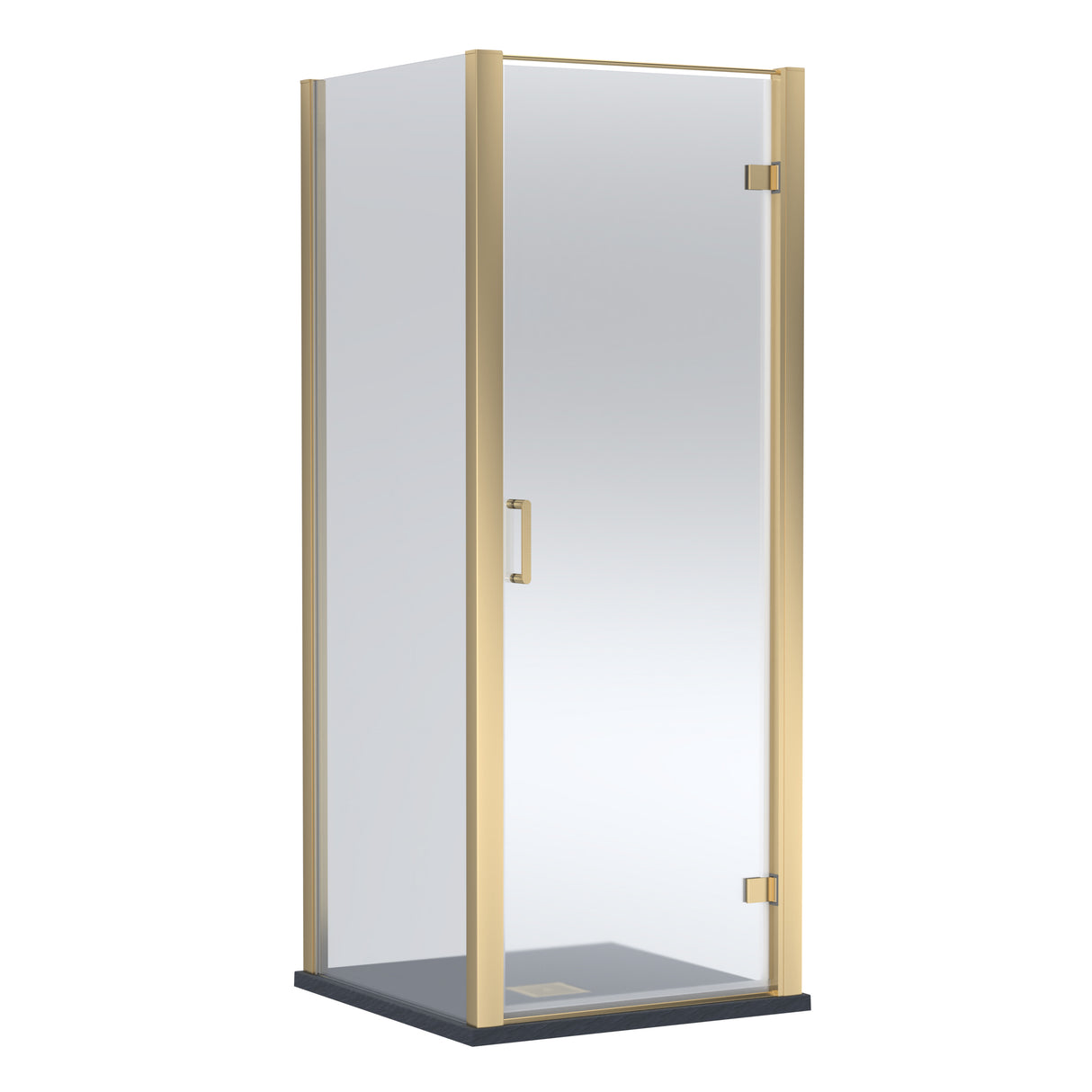 8mm Toughened Safety Glass Hinged Shower Door, Side Panel and Slimline Shower Tray - Choice of Size and Finish