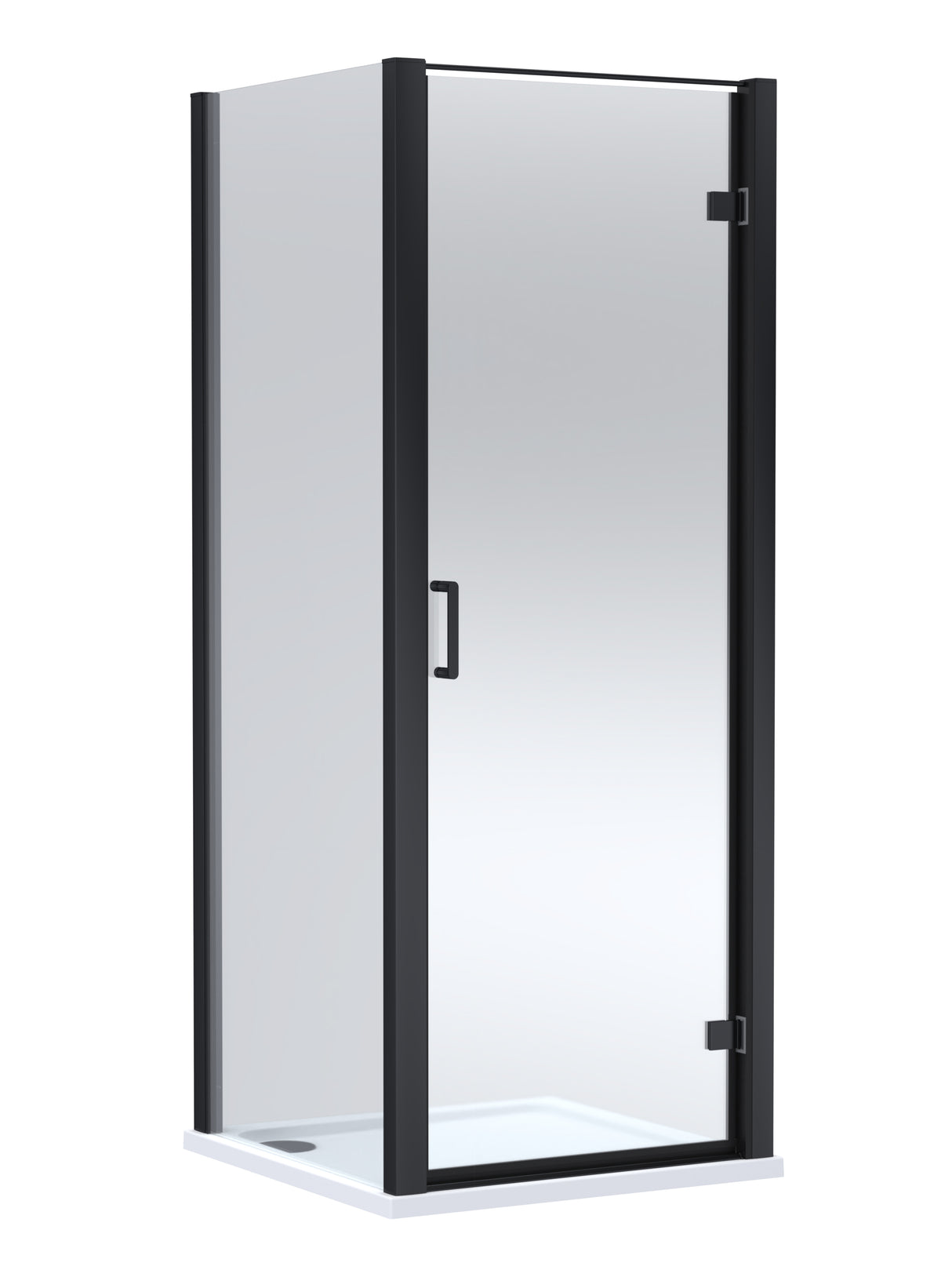 8mm Toughened Safety Glass Hinged Shower Door, Side Panel and Shower Tray - Choice of Size and Finish