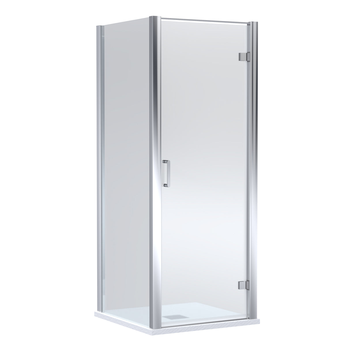 8mm Toughened Safety Glass Hinged Shower Door, Side Panel and Slimline Shower Tray - Choice of Size and Finish