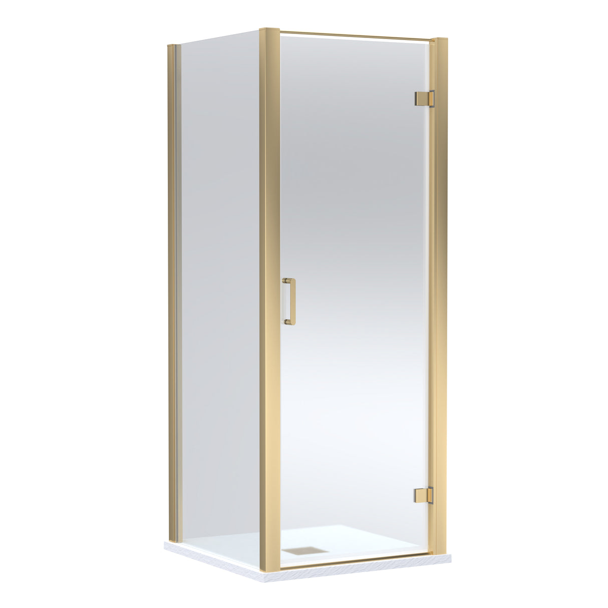 8mm Toughened Safety Glass Hinged Shower Door, Side Panel and Slimline Shower Tray - Choice of Size and Finish