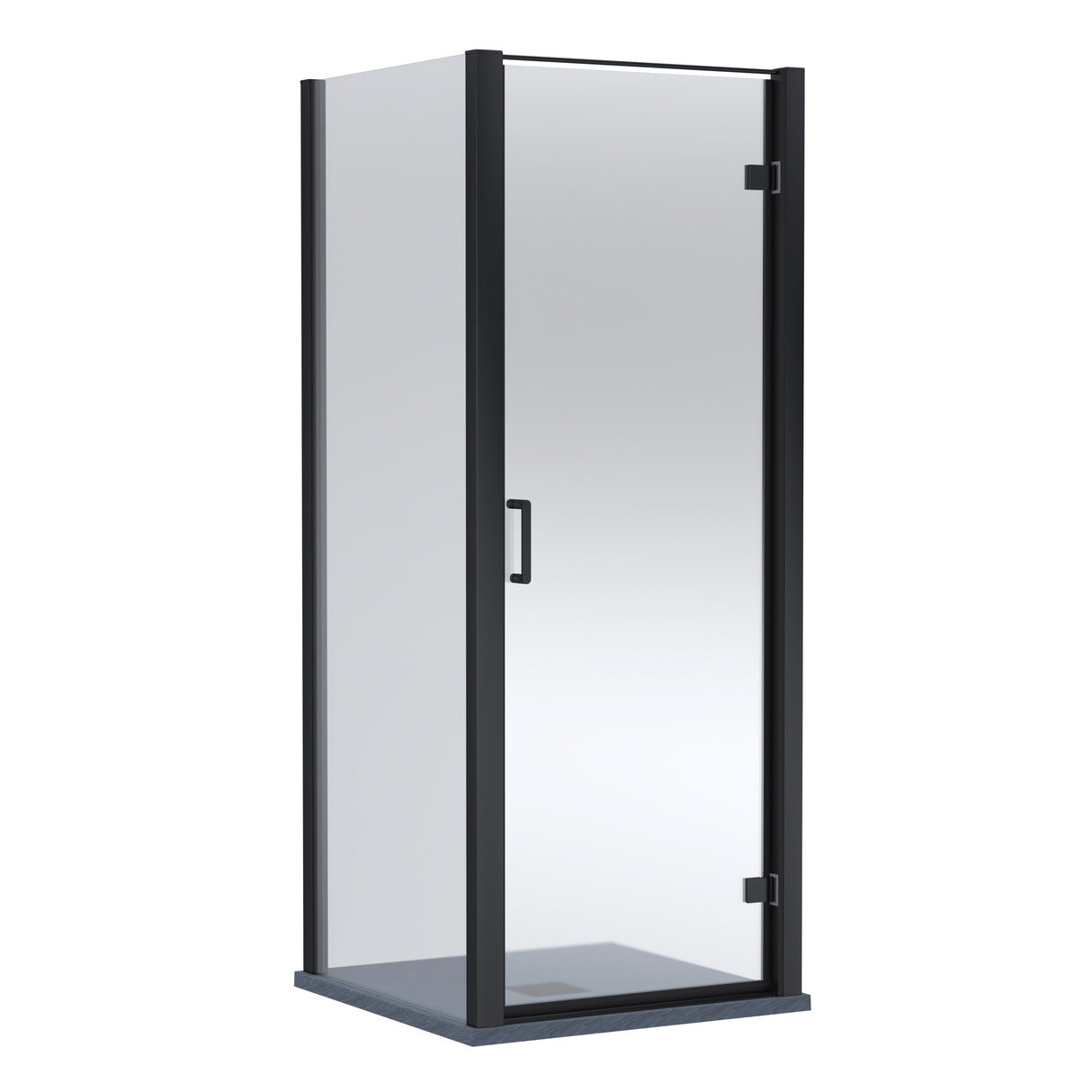 8mm Toughened Safety Glass Hinged Shower Door, Side Panel and Slimline Shower Tray - Choice of Size and Finish