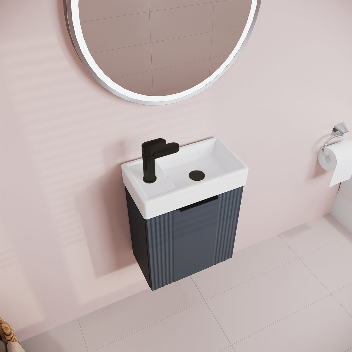 Retro Wall Hung Bathroom Cloakroom Vanity Basin Unit - Multiple Colours