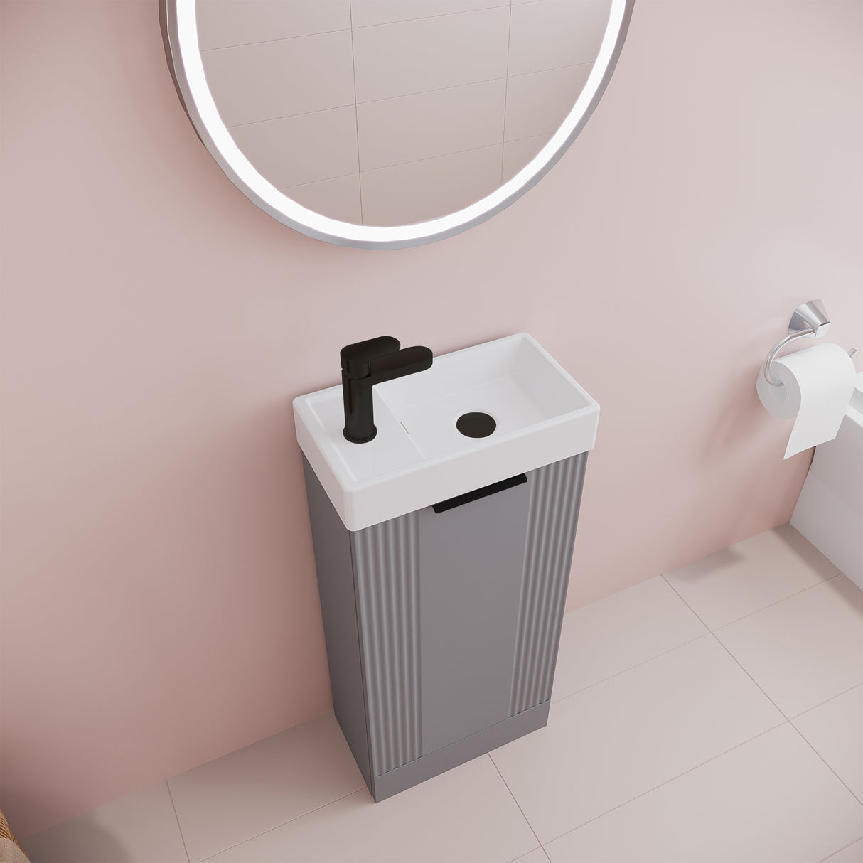 Retro Floor Standing Bathroom Cloakroom Vanity Basin Unit - Multiple Colours