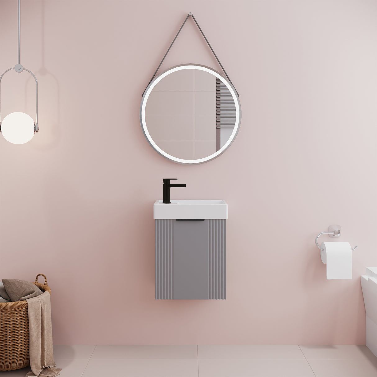 Retro Wall Hung Bathroom Cloakroom Vanity Basin Unit - Multiple Colours