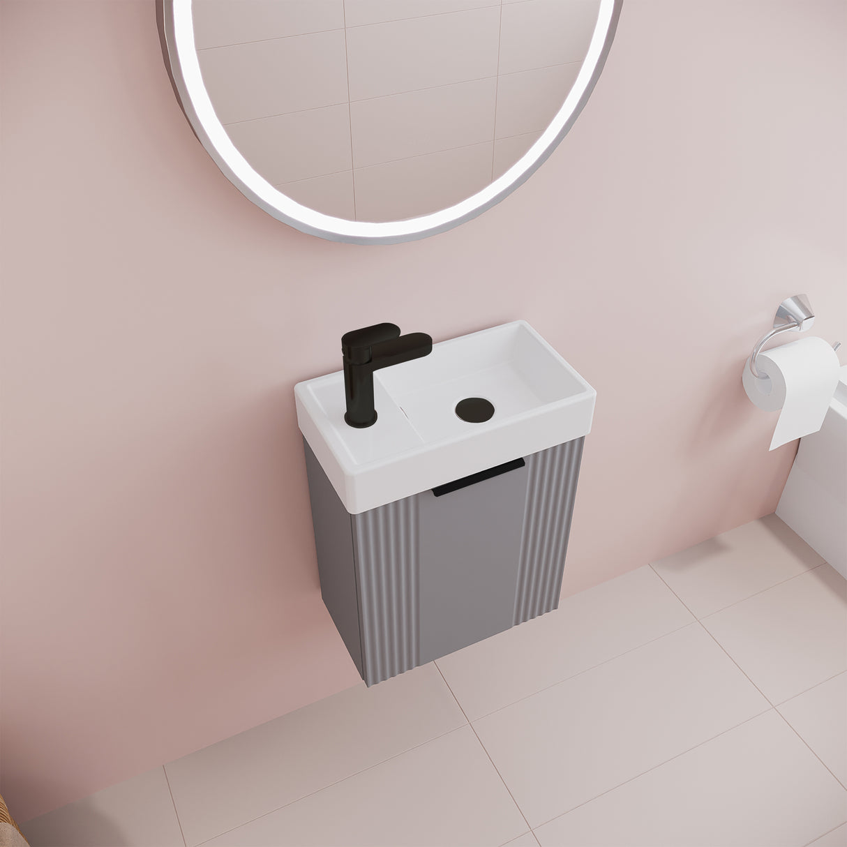 Retro Wall Hung Bathroom Cloakroom Vanity Basin Unit - Multiple Colours